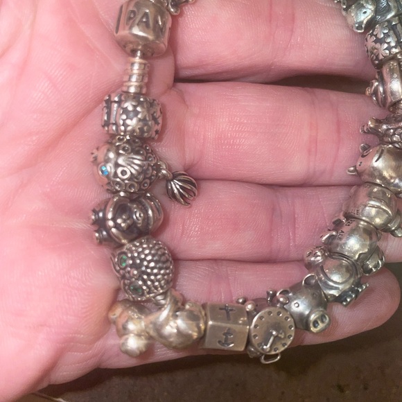 Silver fully loaded Pandora charm bracelet size 7.75 inches - Picture 7 of 11
